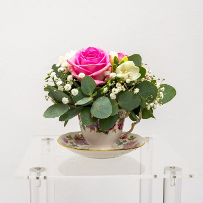 Tea Cup Arrangement - Bespoke arrangements, each in a fine china tea cup & saucer.
