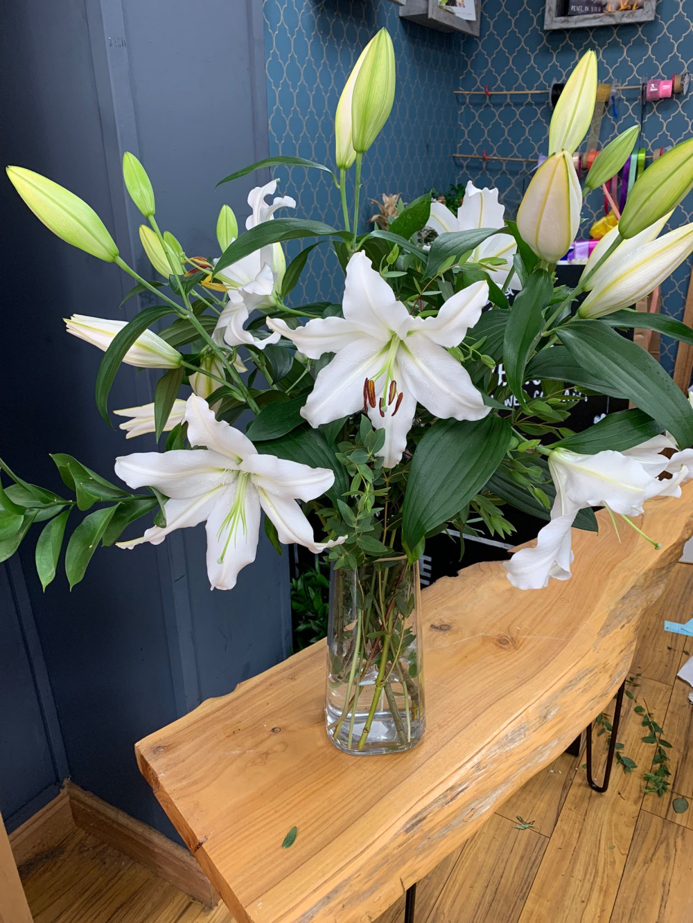 White Vased lilies