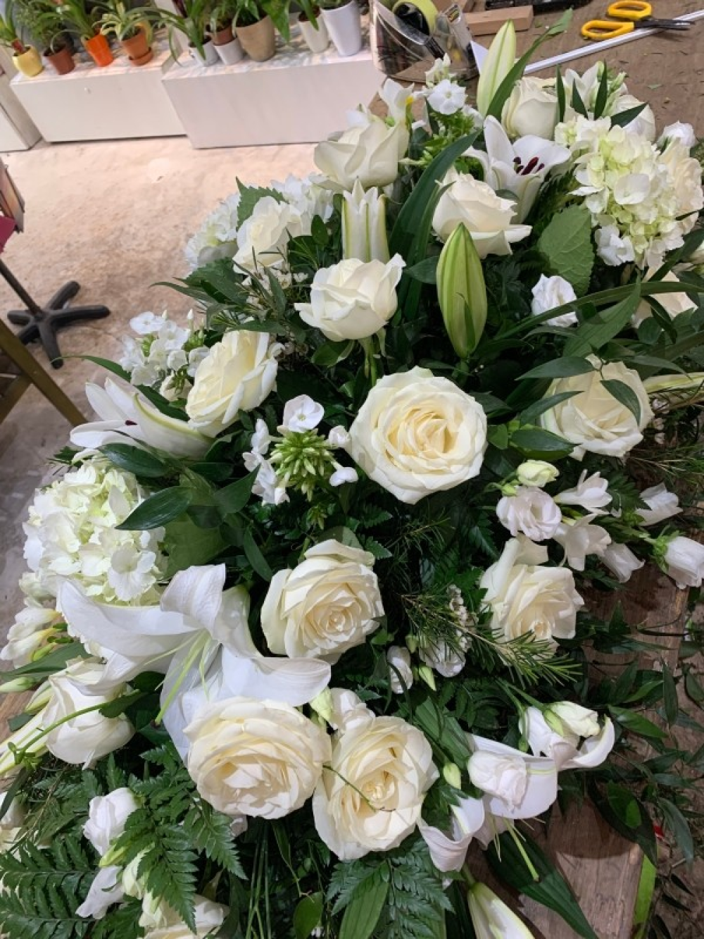 White and Green Casket tribute